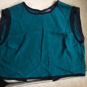 Teal silk Intermix crop top